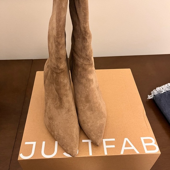 Just Fab Tan Suede Stiletto Boots - Picture 5 of 7